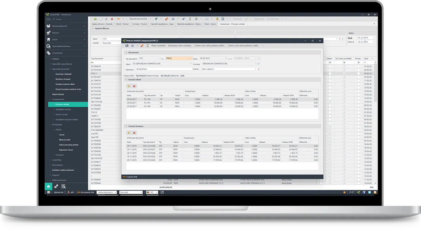 SeniorERP program contabilitate operatiuni trezorerie