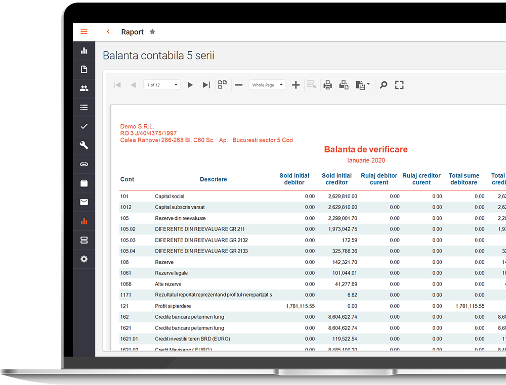 : raportare ERP - analiza financiara a unei intreprinderi