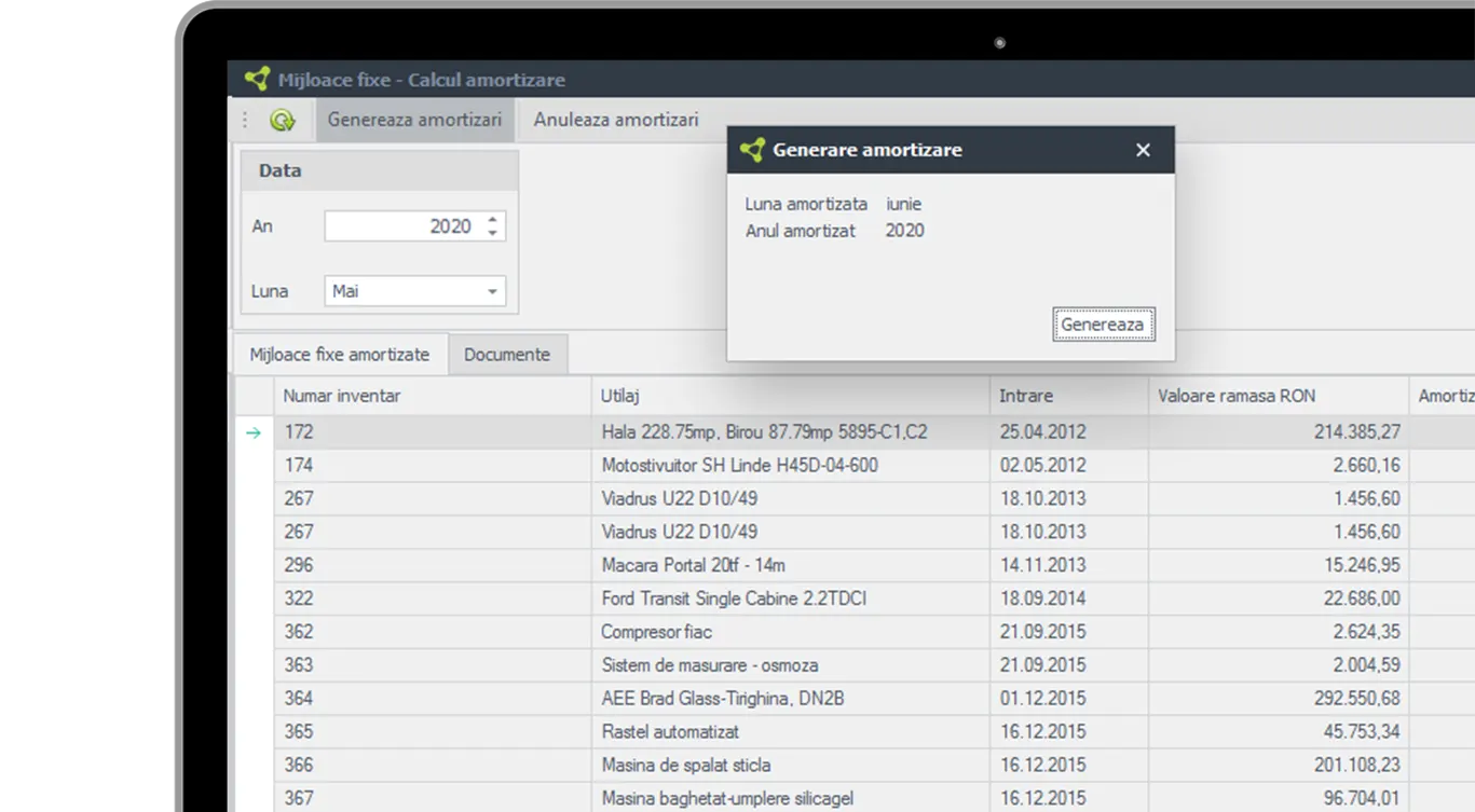 catalog mijloace fixe - program contabilitate ERP