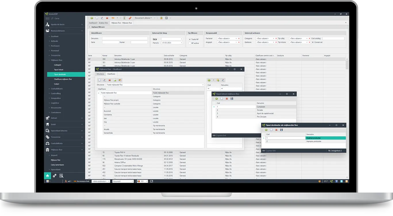 program contabilitate ERP mijloace fixe – SeniorERP