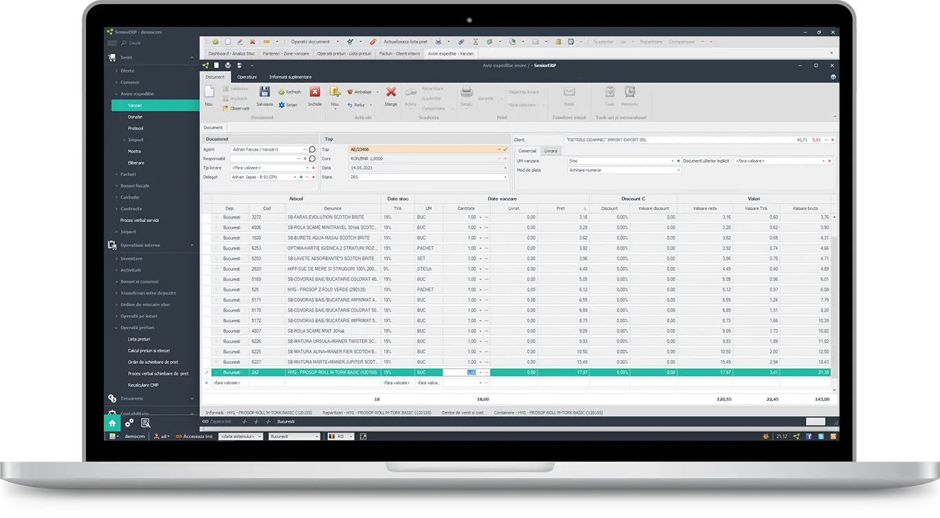 automatizare vanzari software ERP – facturi si avize