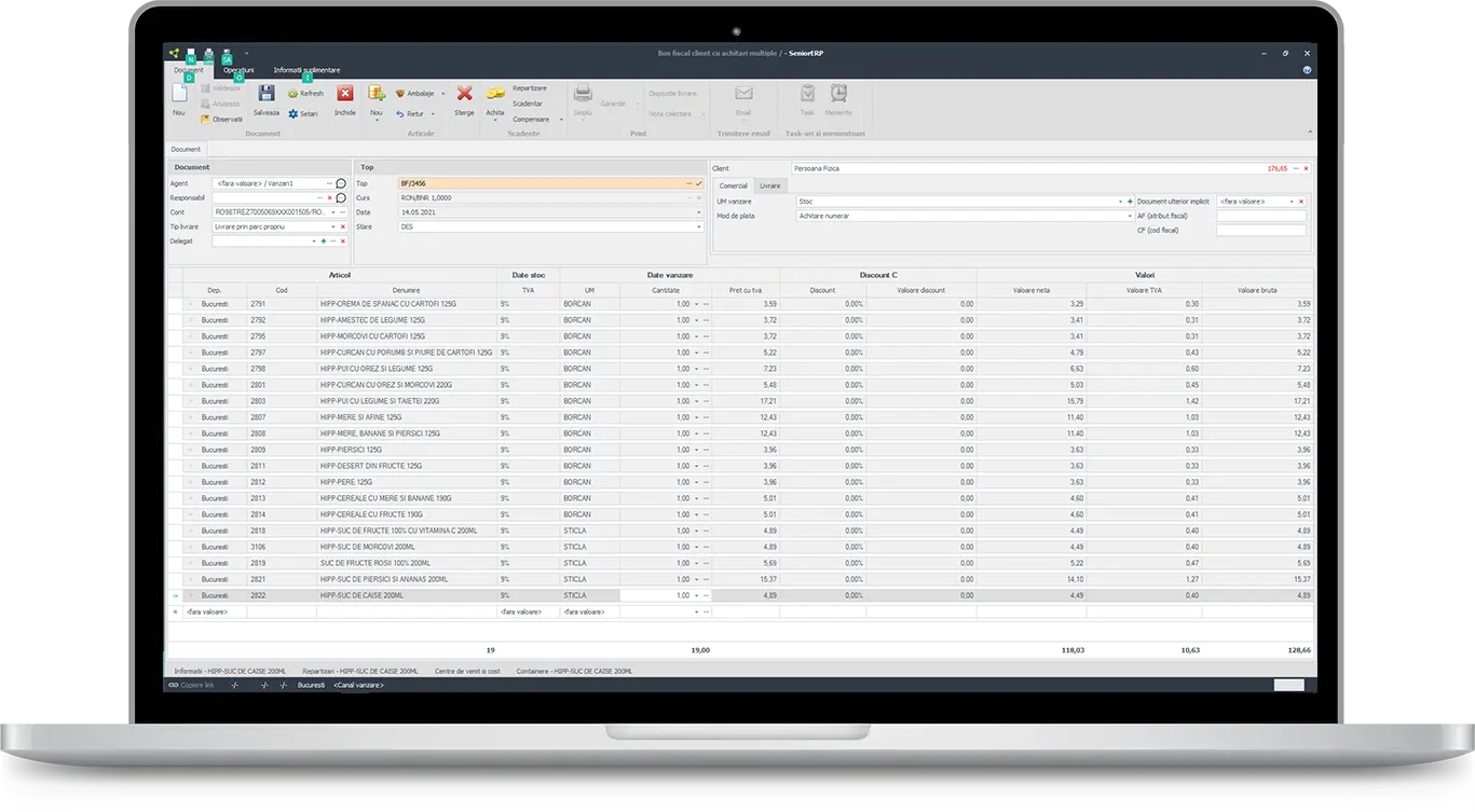 automatizare vanzari software ERP – bonuri fiscale