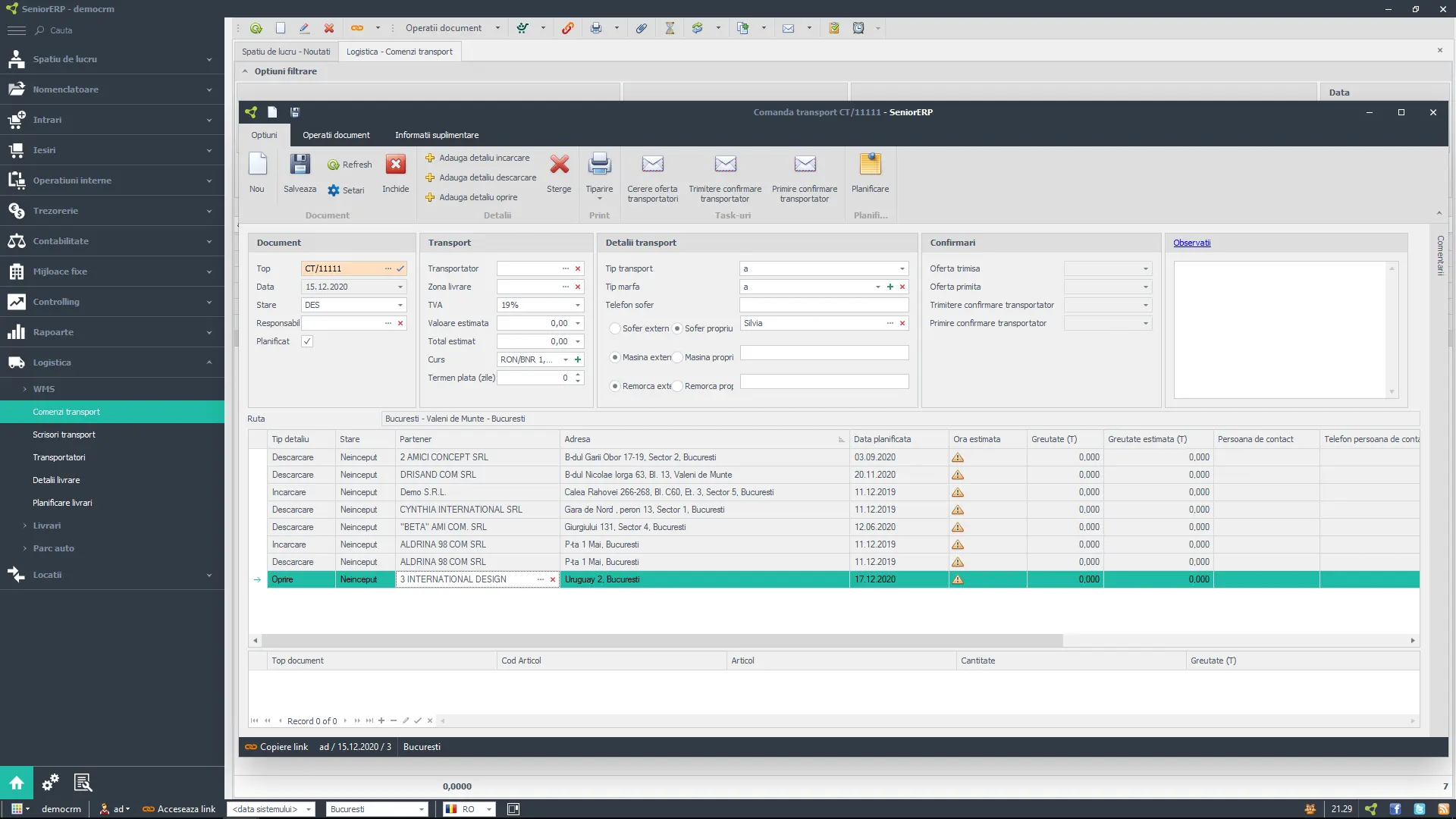 Software ERP Logistica si Parc Auto