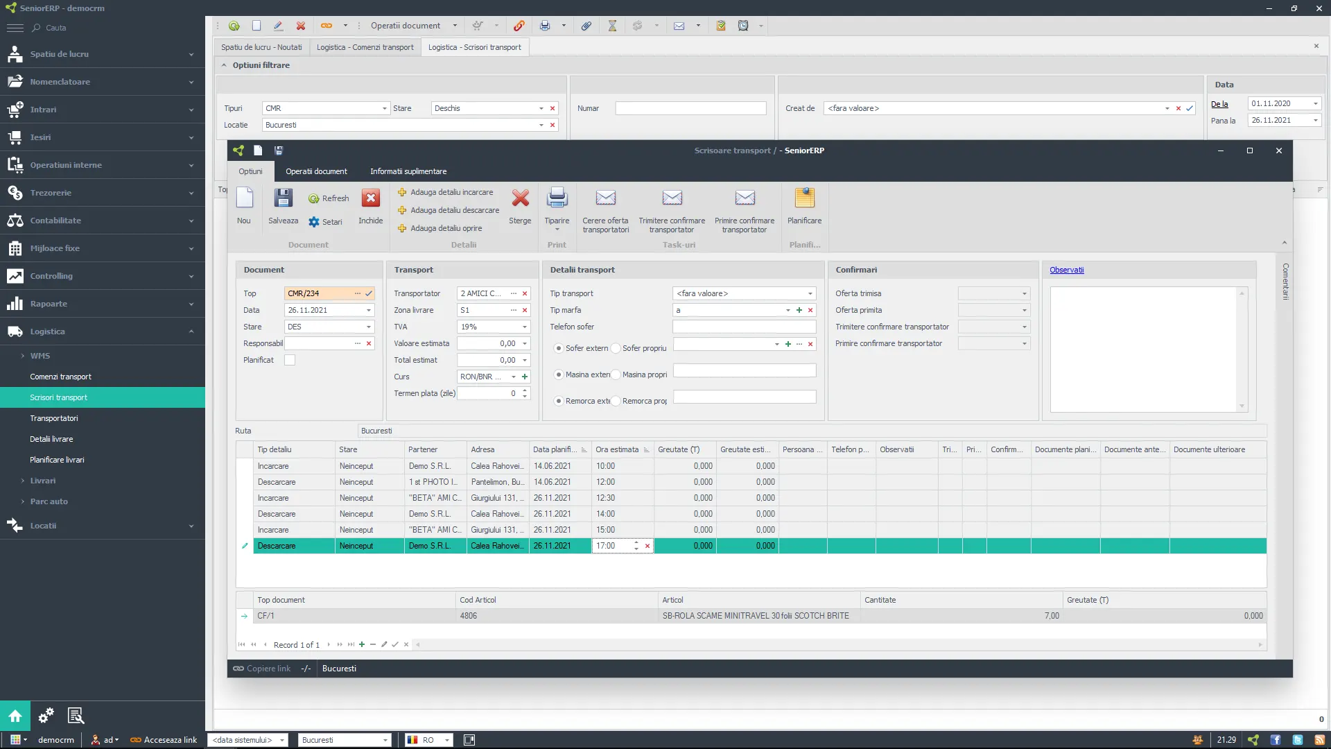 Software ERP Logistica si Parc Auto